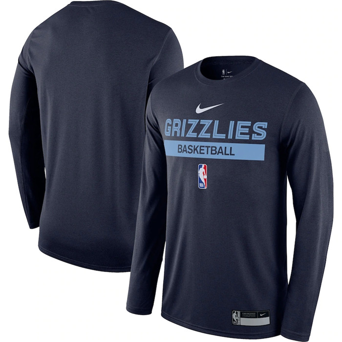 Men's Memphis Grizzlies Navy 2022/23 Legend On-Court Practice Performance Long Sleeve T-Shirt